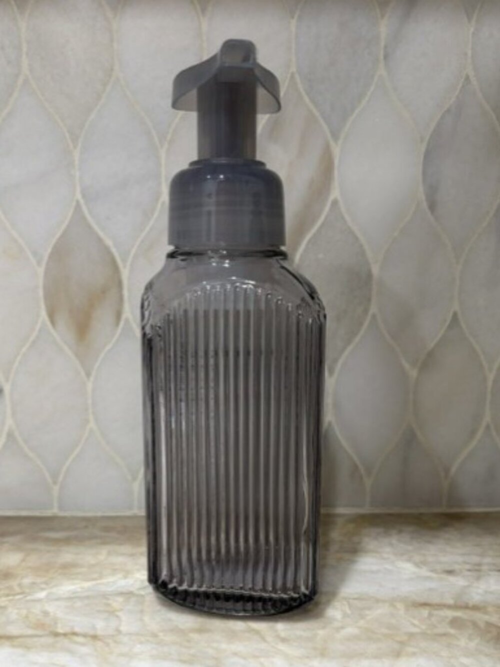 Bath & Body Works Foaming Soap Glass Dispenser Refillable 10 oz Gray